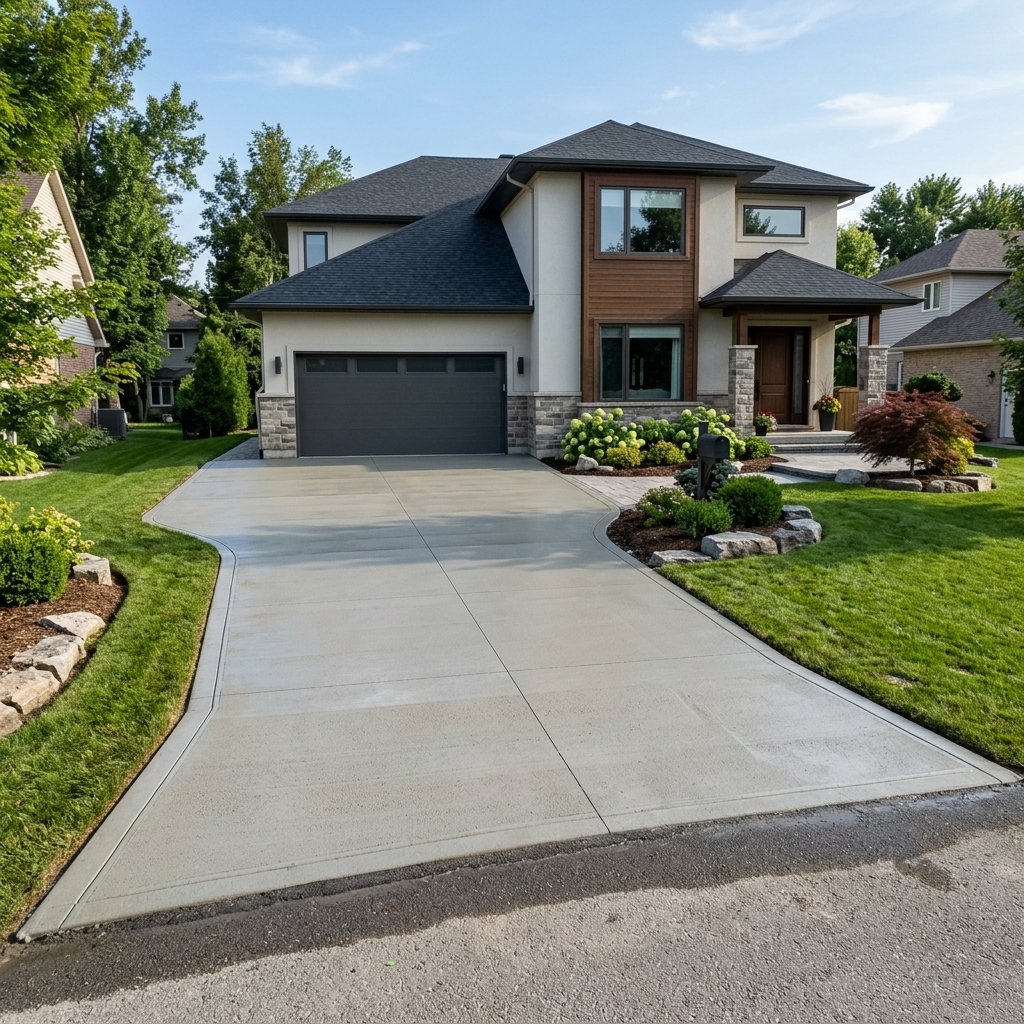 Modern Broom-Finish Driveway Overlay